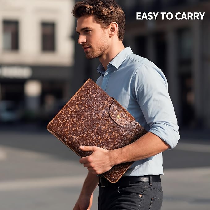 Genuine Leather Laptop Sleeve, Compatible - Image 6