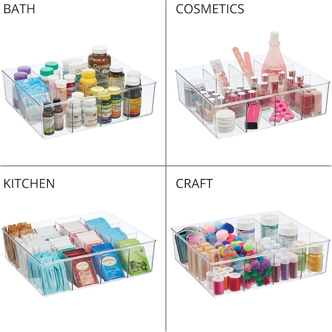 mDesign Plastic 12 Compartment Divided Drawer and Closet Storage Bin - Image 5
