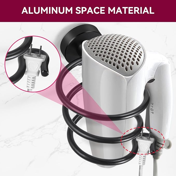 YUET Hair Dryer Holder Hairdryer Station Wall Mounted Stand Hanger Rack Blow - Image 4