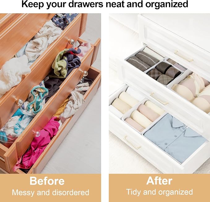 16 Pcs Drawer Organizer, Fabric Closet Organizer and Storage Baskets, Foldable - Image 2