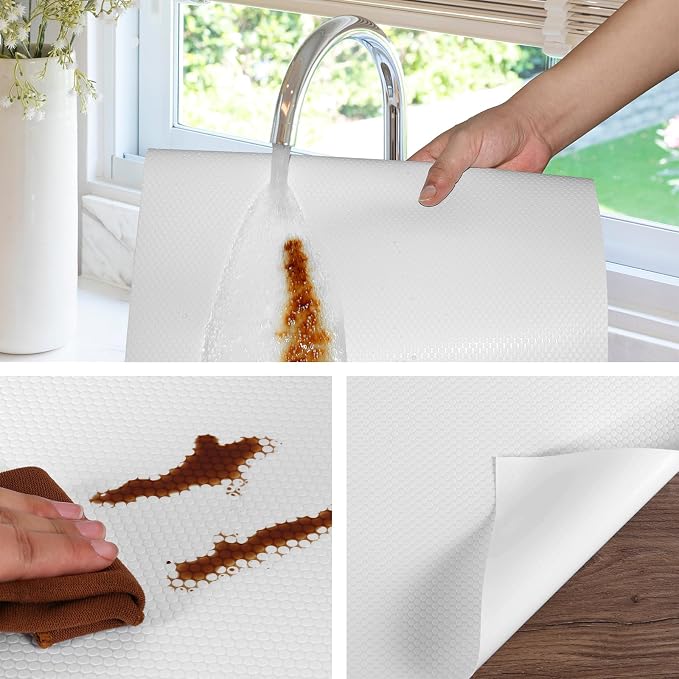 White Shelf Liners for Kitchen Cabinets Non Adhesive Drawer Liner for Bathroom - Image 4