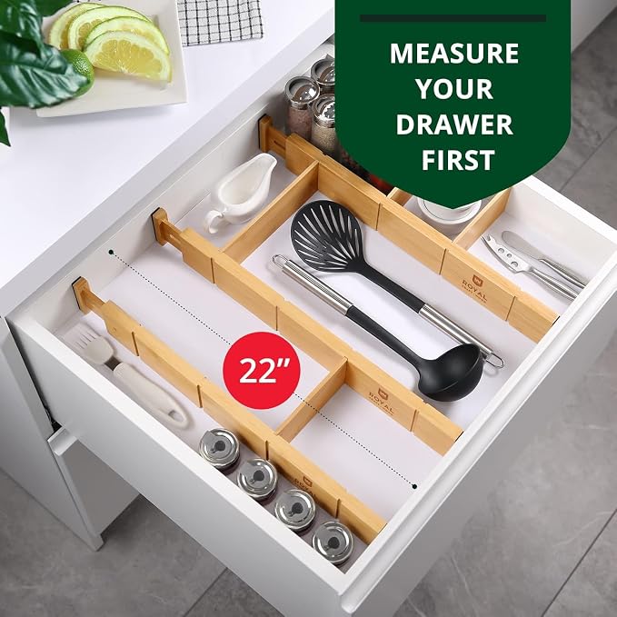 ROYAL CRAFT WOOD Adjustable Bamboo Drawer Dividers Organizers - Image 6