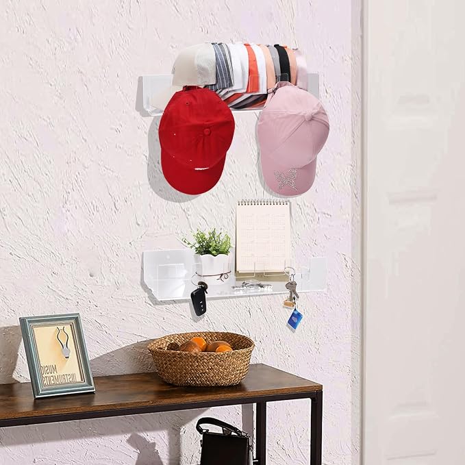 Acrylic Hat Racks for Baseball Caps Wall, 2 Pack Hat Organizer for 50 Baseball - Image 5