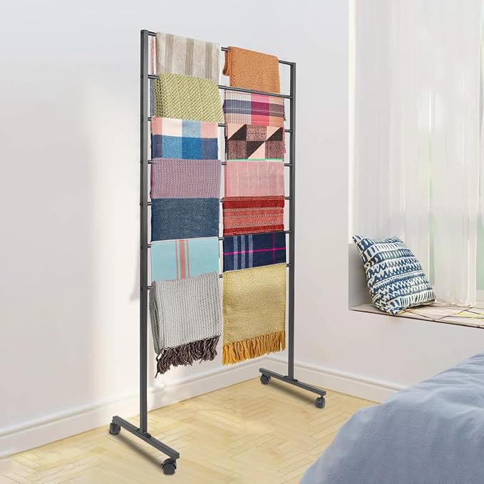 7 Tiers Rolling Display Tie & Scarf Rack Towel Belt Pants Hangers Ribbon - Image 2