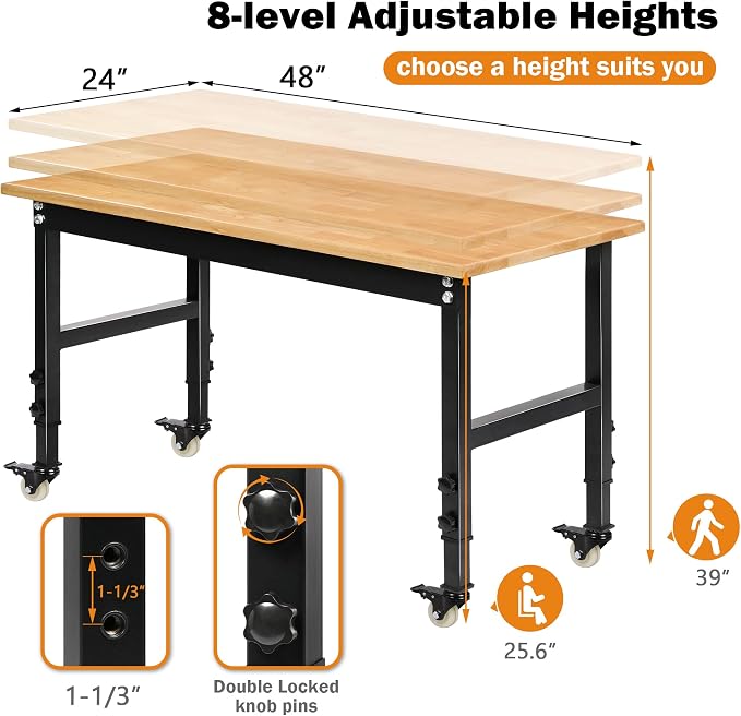 Betterhood 48" Heavy-Duty Adjustable Workbench - Image 3