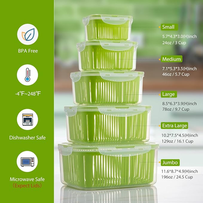 LUXEAR Fruit Vegetable Produce Storage Saver Containers - Image 2