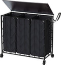 WOWLIVE Laundry Basket with Wheels, 142L Hamper 3 Section with Lid, Dirty by WOWLIVE