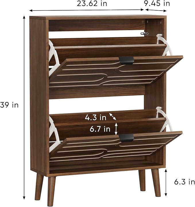 Vibe & Dine Shoe Cabinet with 2 Flip Drawers, Modern Shoe Storage Organizer - Image 2