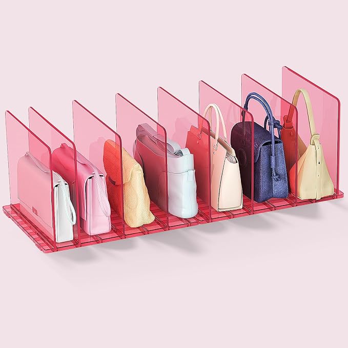 Purse Organizer for Closet: Shelf Dividers Adjustable Acrylic Bag Closet by SortNStore