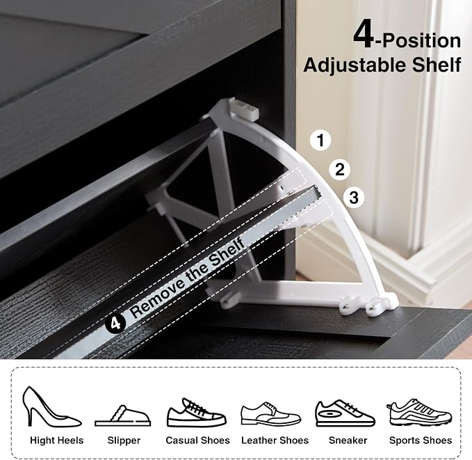 Shoe Storage Cabinet, Farmhouse Shoe Organizer - Image 6