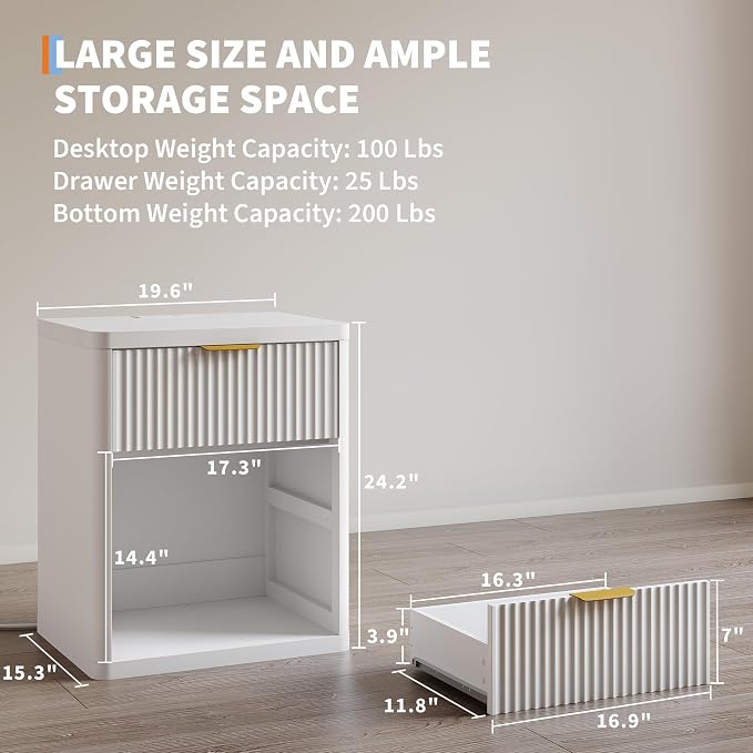 Fluted Nightstand Set of 2 - Image 3