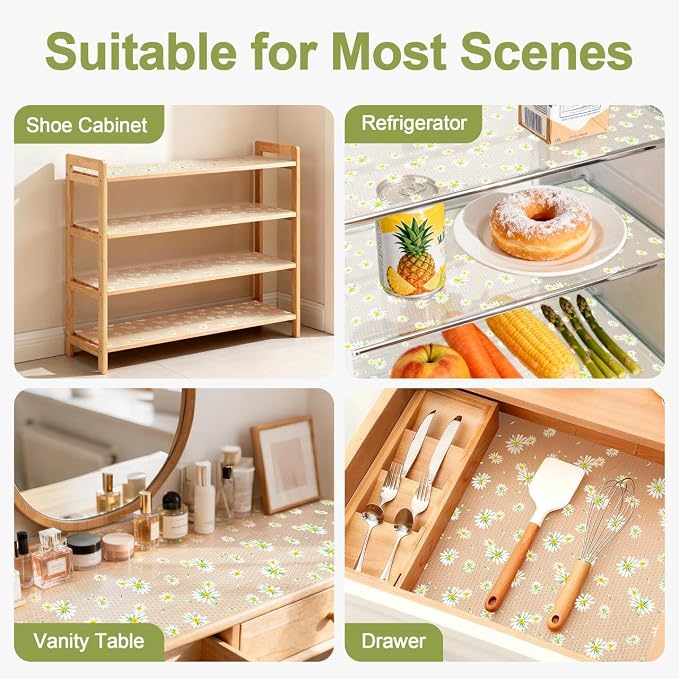 FEXIA Shelf Liner 12 Inch x 20 FT Daisy Non Slip Waterproof Cabinet and Drawer - Image 7