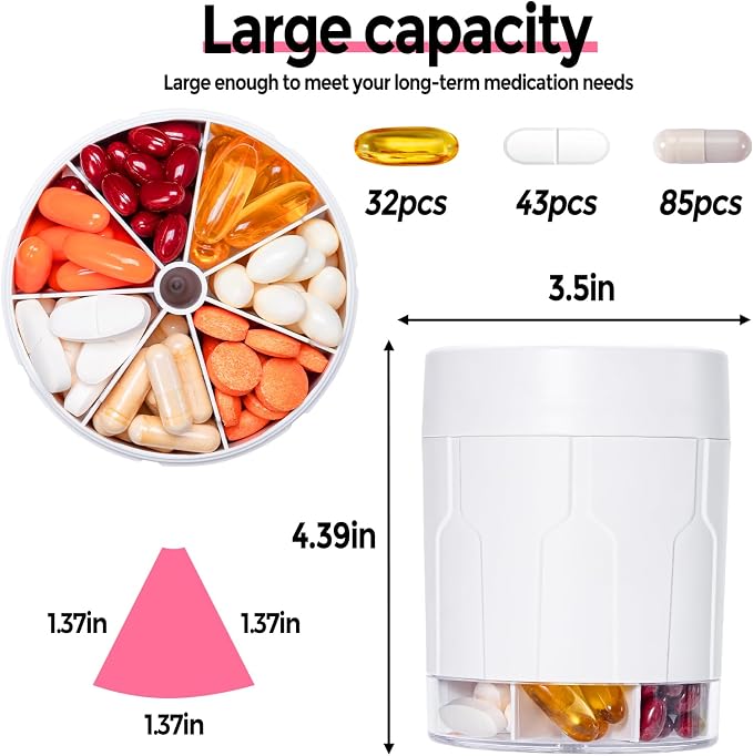 Betife Extra Large Supplement Organizer, Weekly Pill Organizer Bottle, Daily - Image 2
