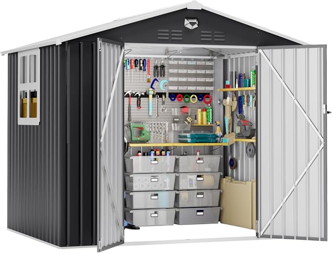 8x6 FT Outdoor Storage Shed, Metal Garden Shed by SOFTKISS