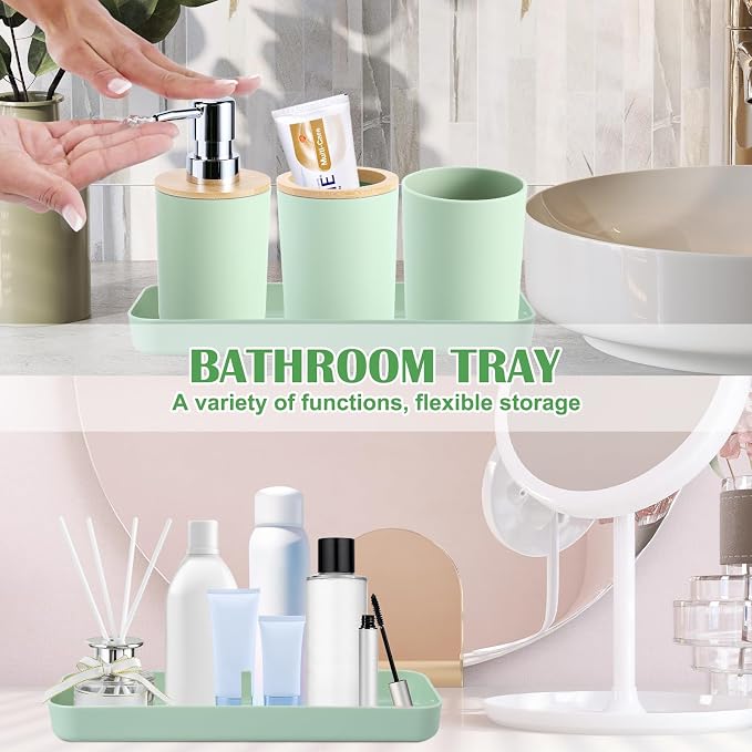 iMucci 9Pcs Pastel Green Bathroom Accessories Set - - Image 4