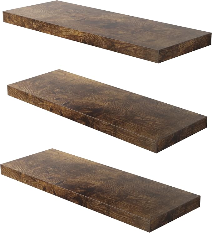 Floating Shelf, 30 in W x 12.75 in D x 2 in H Wooden Floating Wall Shelf by Home