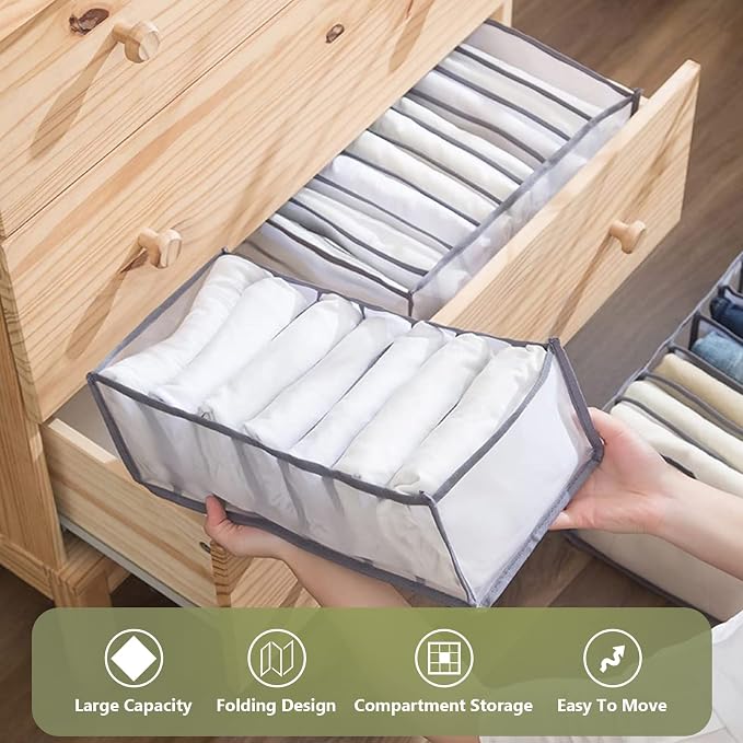TOOVREN Wardrobe Clothes Organizer, 7 Grids, Drawer Organizers - Image 3