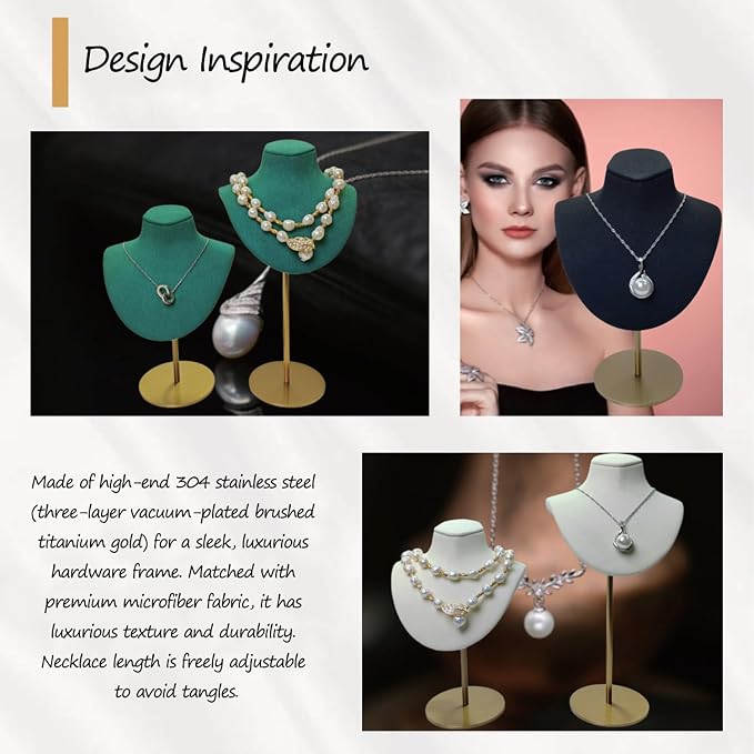 Necklace Display Stand For Selling Velvet Chain Jewelry Bust Holder Organizer - Image 3