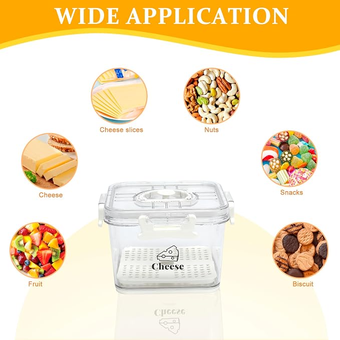 2 Pcs Cheese Container for Refrigerator, Cheese Keeper - Image 3