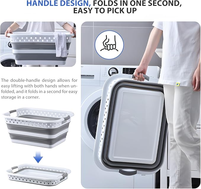Monozuki Collapsible Plastic Laundry Basket 11.1 gallon Eco-recycled material - Image 5