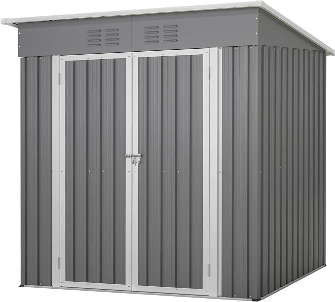4x6ft Metal Shed Outdoor Storage Shed, Metal Steel Utility Tool Shed Storage by Thanaddo
