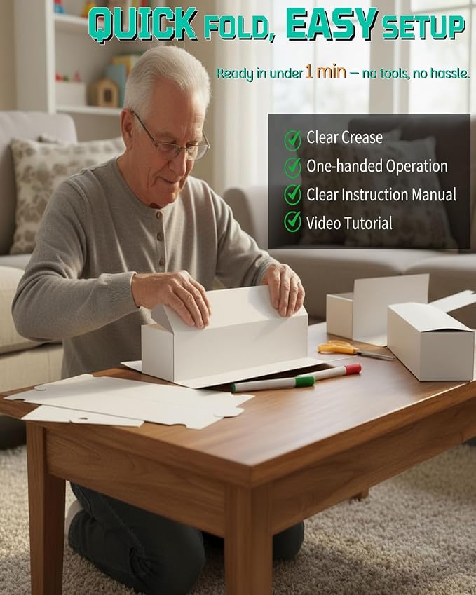 Laminated Trading Card Storage Box, Glossy White Cardboard Collector Box - Image 9