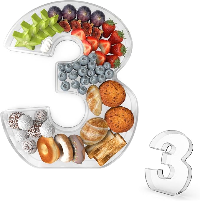 11" Acrylic Number Charcuterie Tray, Fillable Number Charcuterie Box by Tdsuco