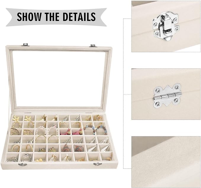 Velvet Jewelry Tray 48 Grid Jewelry Display Tray Organizer Box - Image 4