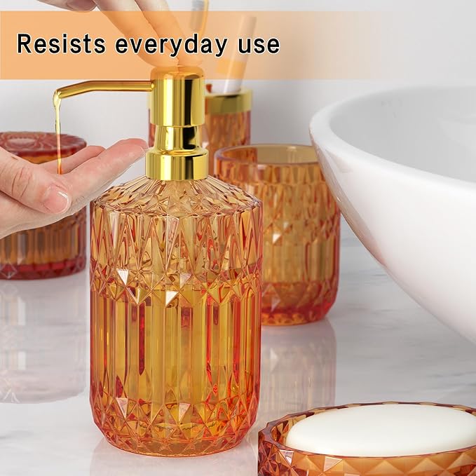 Orange Bathroom Accessories Set, Soap Dish, Toothbrush Holder, Cotton Swab Jars - Image 5