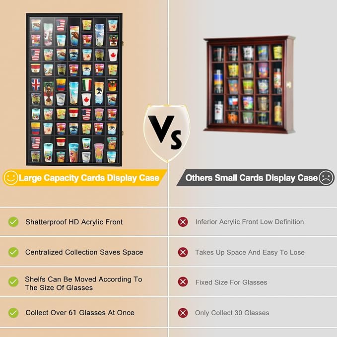 Black Shot Glass Display Case Large 61 Slots Glass Display Holder Wall Mounted - Image 5
