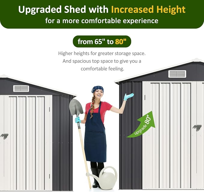8x12 FT Outdoor Storage Shed, Metal Garden Tool Shed - Image 4