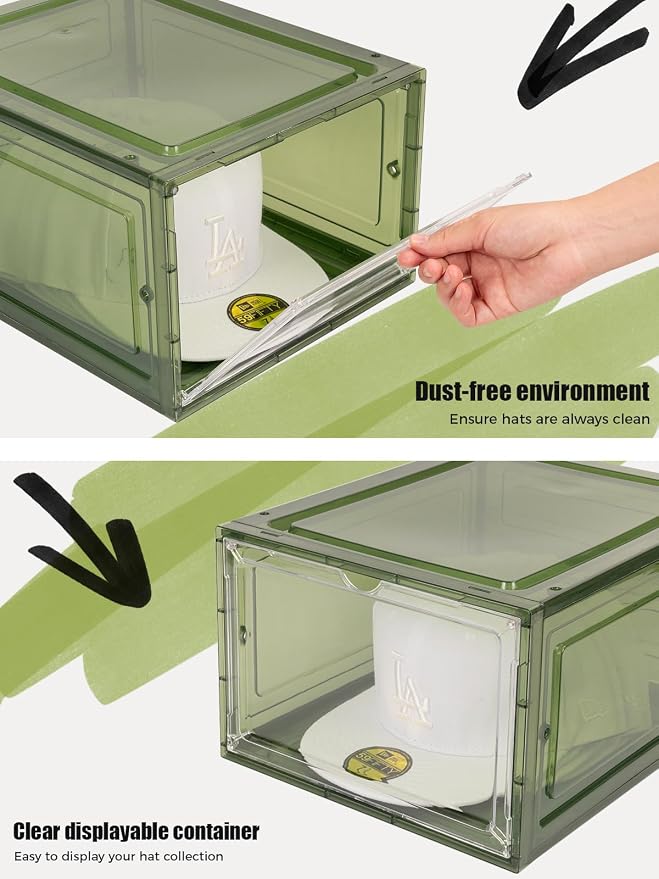6 Pack Hat Organizer Box, Stackable Clear Baseball Caps Holder Box Containers - Image 5