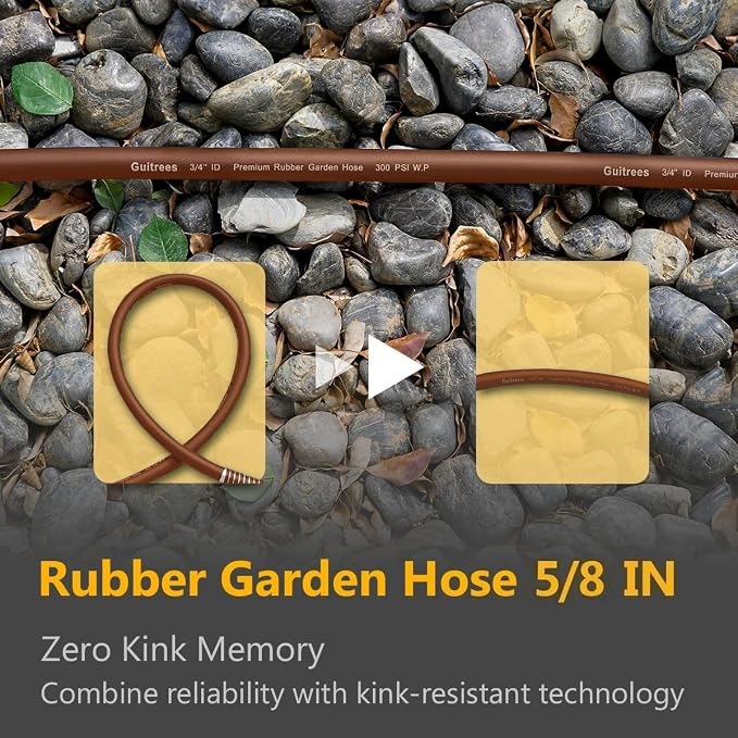 Garden Hose 90FT x 5/8", Heavy Duty Rubber Hose, Water Hose - Image 4