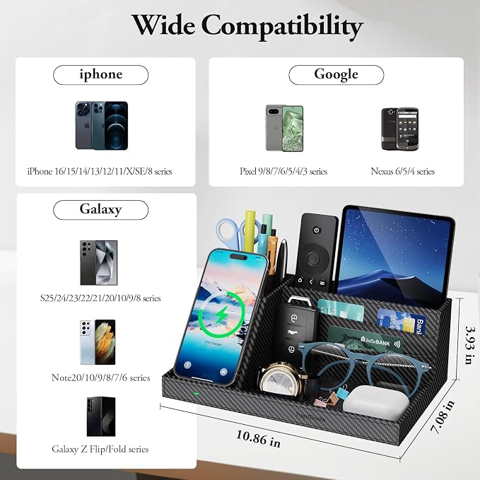 TopMade Wireless Charger Nightstand Organizer, Fast Charging Station - Image 7
