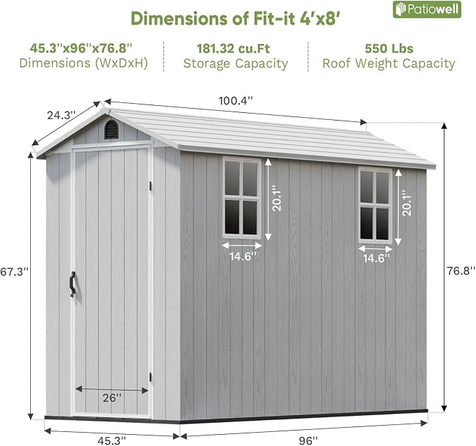 Patiowell 4x8 FT Outdoor Storage Shed - Image 2