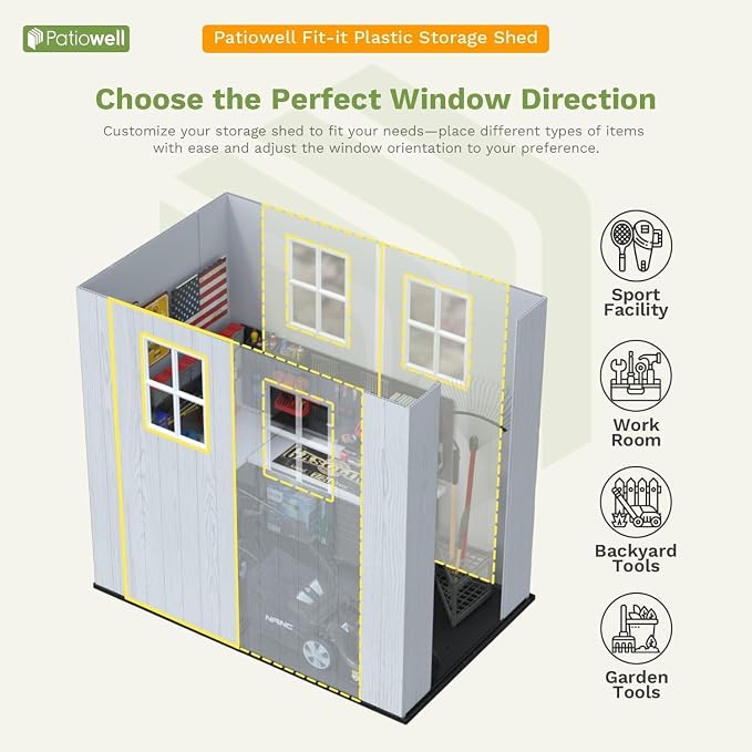 Patiowell 4 x 6 Resin Storage Shed, Outdoor Plastic Garden Shed - Image 3