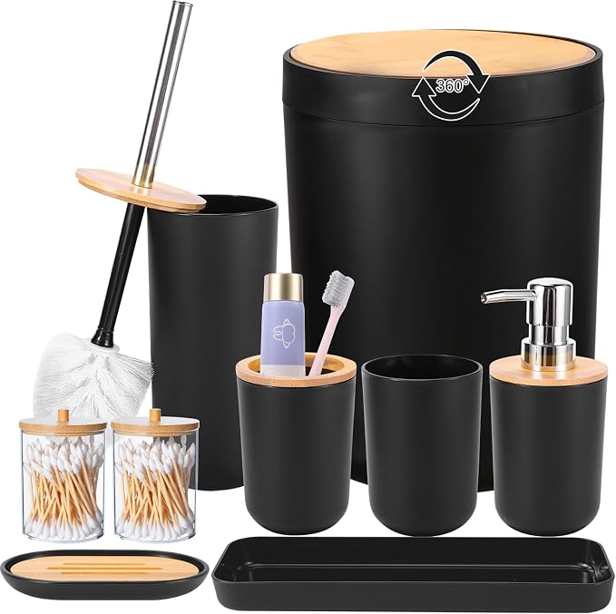 iMucci 9Pcs Black Bathroom Accessories Set by DancingaColorfulLifeinSpiritualWorld