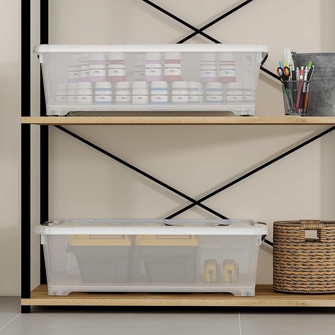 26 Quart Clear Underbed Storage Bin, Plastic Underbed Storage Box, Wheeled - Image 6
