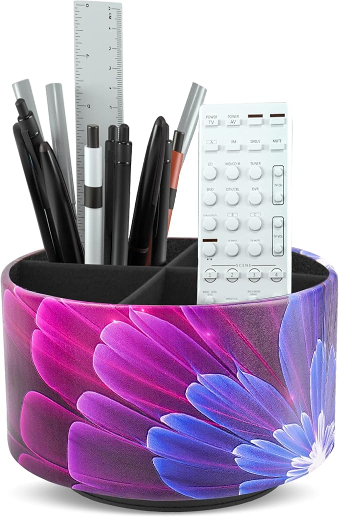 lizimandu Round Leather Art Supply Organizer, Remote Control Holder, 360 Degree by LIZIMANDU