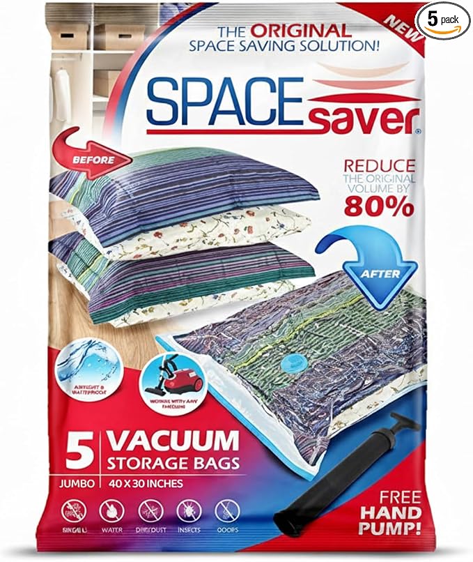 5 Pack Jumbo Vacuum Storage Bags by Spacesaver