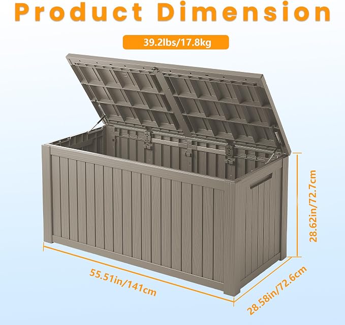 200 Gallon Resin Deck Box, Waterproof Outdoor Storage Box - Image 3