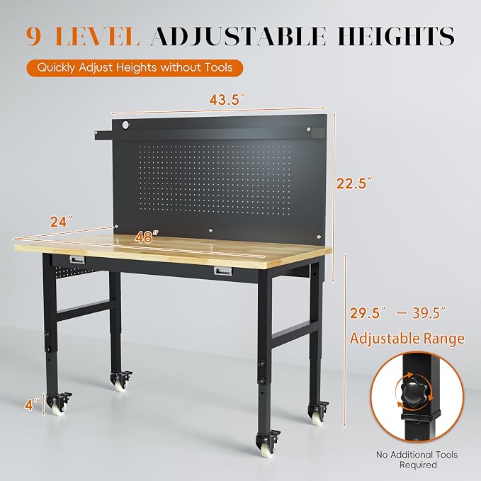 Betterhood 48" Heavy Duty Adjustable Workbench - Image 4