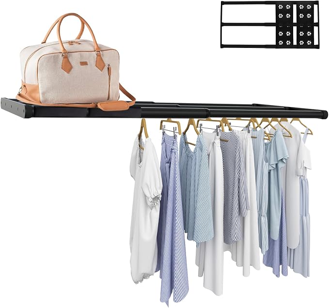 Expandable Closet Shelf, 16-53 Inches Metal Closet Rod Organizers and Storage - Image 2