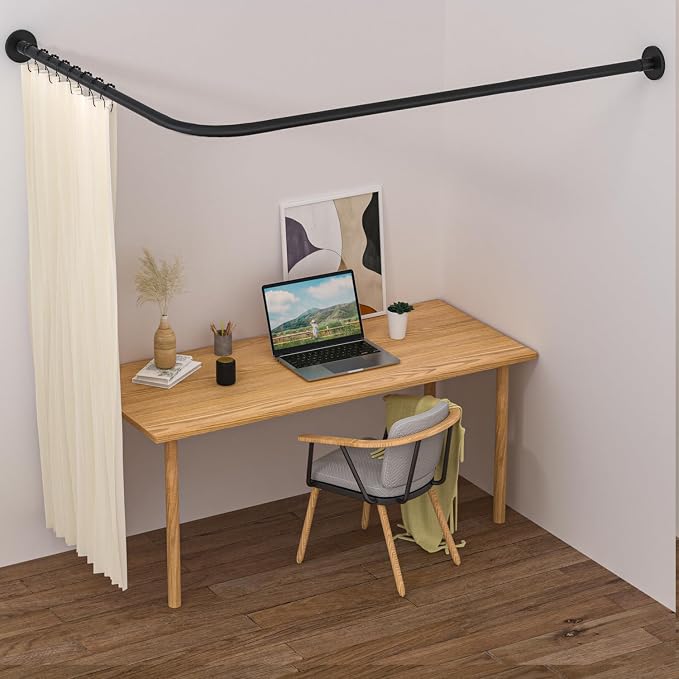 Stretchable 304 Stainless L Shaped Bathroom Bathtub Corner Shower Curtain Rod - Image 6