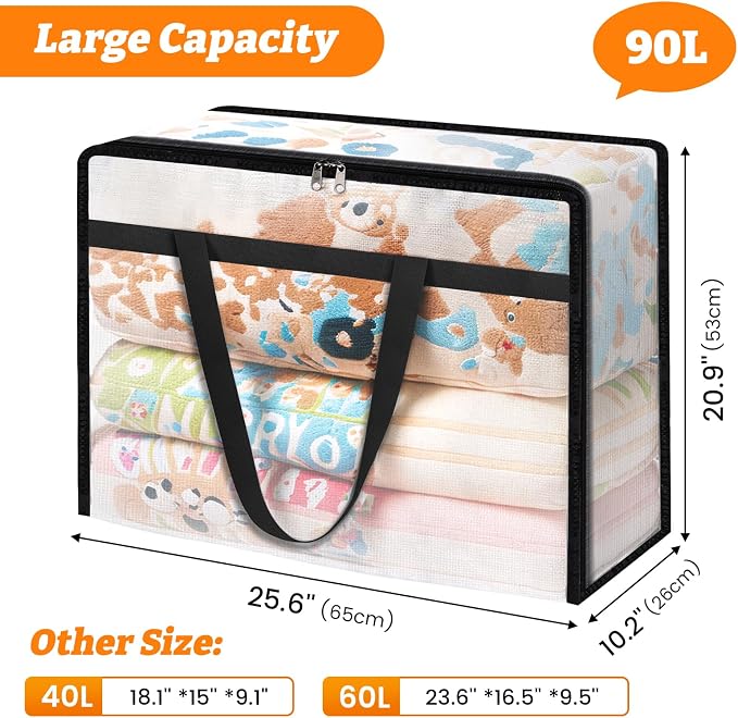 BlissTotes 8 Pack Clear Clothes Storage Bags, Moving Bags, Foldable Blanket - Image 2
