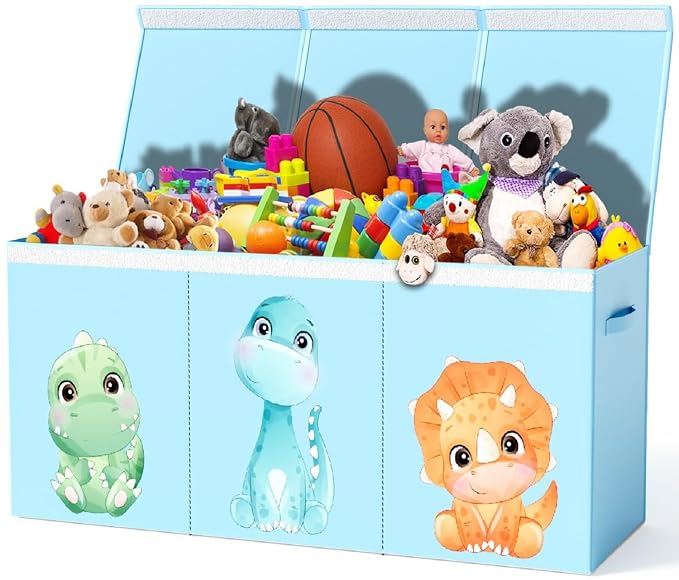 Extra Large Dinosaur Toy Box – 40"x13.5"x16.5" Collapsible Toy Chest by Zebra+Baby