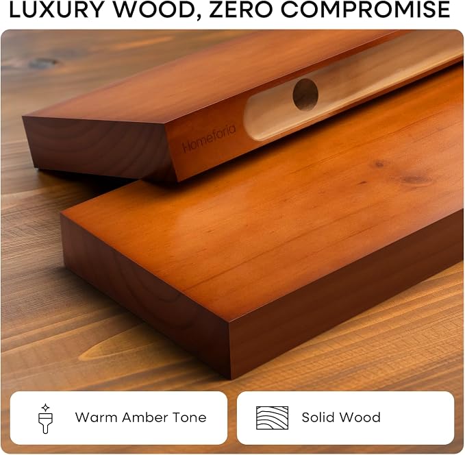 Homeforia Oak Floating Shelves 30 inch Long, High End Solid Real Wood 30inch - Image 4