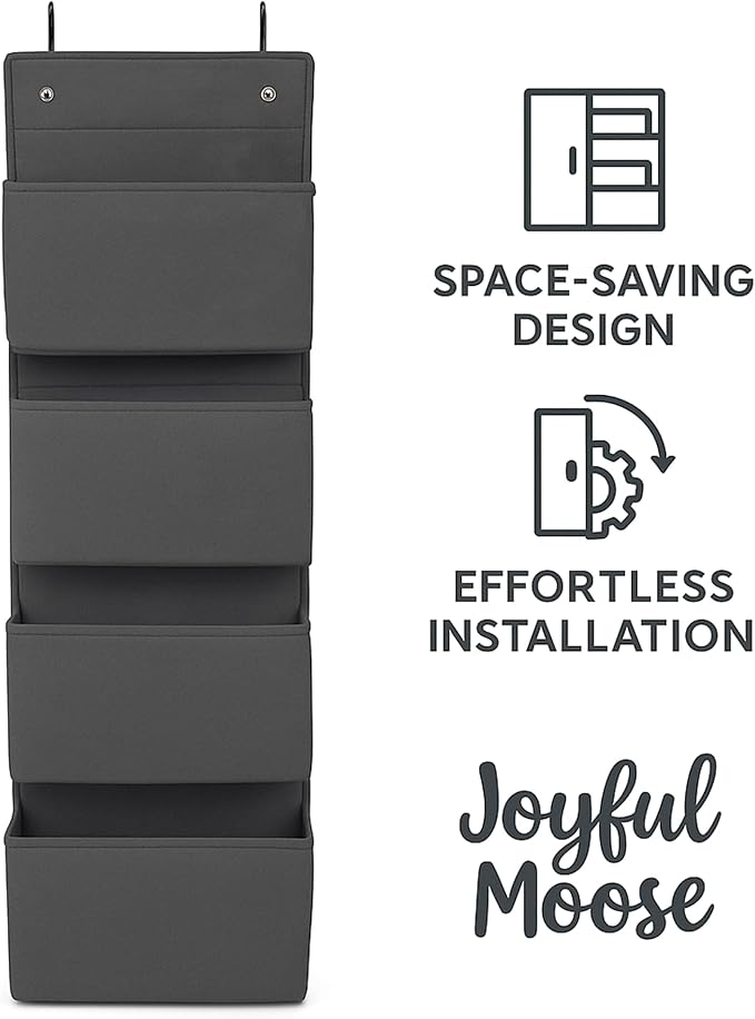 Joyful Moose Over the Door Hanging Organizer Closet Storage Bins Grey - Image 2