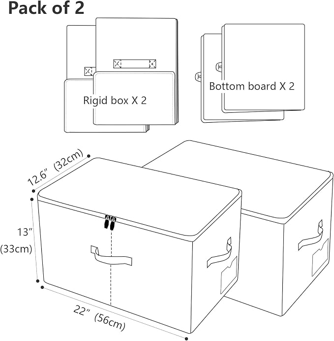 iwill CREATE PRO Pack of 2, Large Size Folding Washable Fabric Storage Boxes - Image 2
