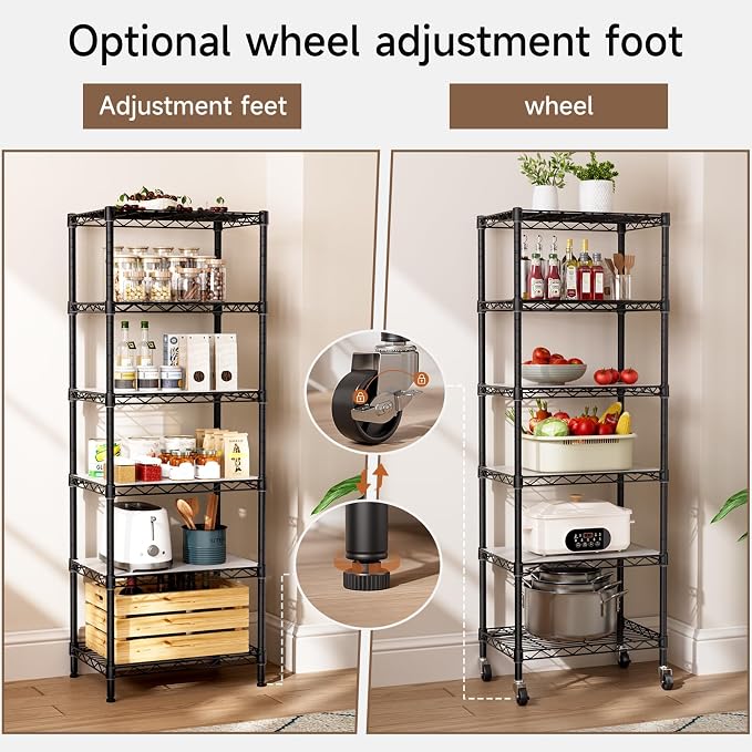 Small 6 Tier Shelves Storage Wire Shelving Unit Metal Shelf Adjustable - Image 9
